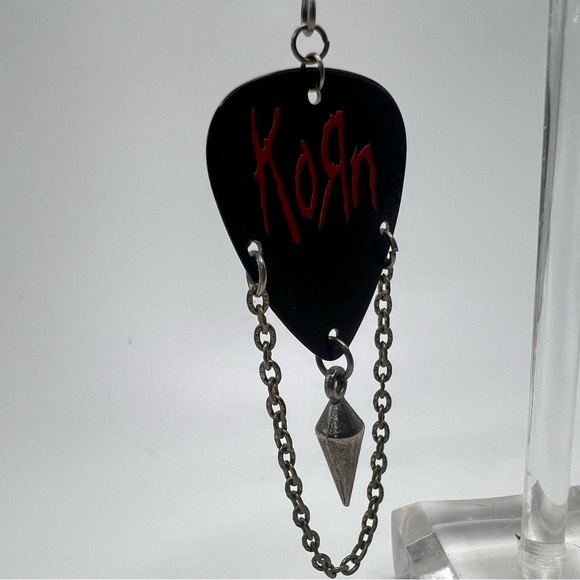 Korn Guitar Pick Dangle Earrings - Picture 4 of 7